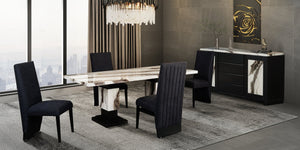 English Elm STACEY Solid Wood Dining Chair Set of 2 with Bouclé Polyester Upholstery, Contemporary Extended Back Design Black 43.31 L x 20.08 W x 16.73 H B201P342799