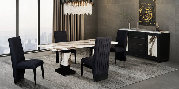 English Elm STACEY Solid Wood Dining Chair Set of 2 with Bouclé Polyester Upholstery, Contemporary Extended Back Design Black 43.31 L x 20.08 W x 16.73 H B201P342799