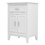 English Elm 24" Bathroom Vanity With Sink, Bathroom Vanity Cabinet With One Flip Drawer and Doors, Solid Wood and Mdf, White