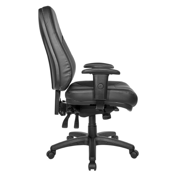 OSP Home Furnishings Deluxe Ergonomic Pu Leather Office Chair with Lumbar Support and Multi Tilt Control EC4350-R107