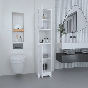 English Elm Brighton Tall Linen Cabinet White – 5-Shelf Manufactured Wood Storage with 2 Doors & Open Display Shelf B06280090