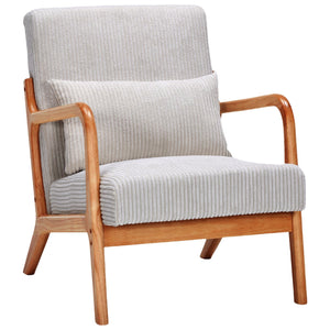 English Elm Mid-Century Upholstered Accent Chair with Pillow, Ergonomic Solid Wood Frame for Living Room W2989P241862