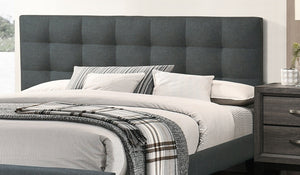 English Elm Modern Upholstered Queen Bed with Tufted Linen-Like Headboard, Slat Support, Contemporary Design Charcoal 67 L x 39 W x 5 H B011P243654