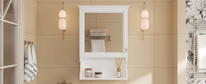 English Elm 20'' Half-Moon Wall Medicine Cabinet with Mirror, Solid Wood Frame, Soft-Close Hinges, Space-Saving Elegance White N710P313827K