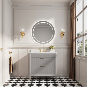 English Elm Fully Assembled 36'' Grey Bathroom Vanity With Engineered Marble Top & Dual Handle Sets For Style W1826P308975
