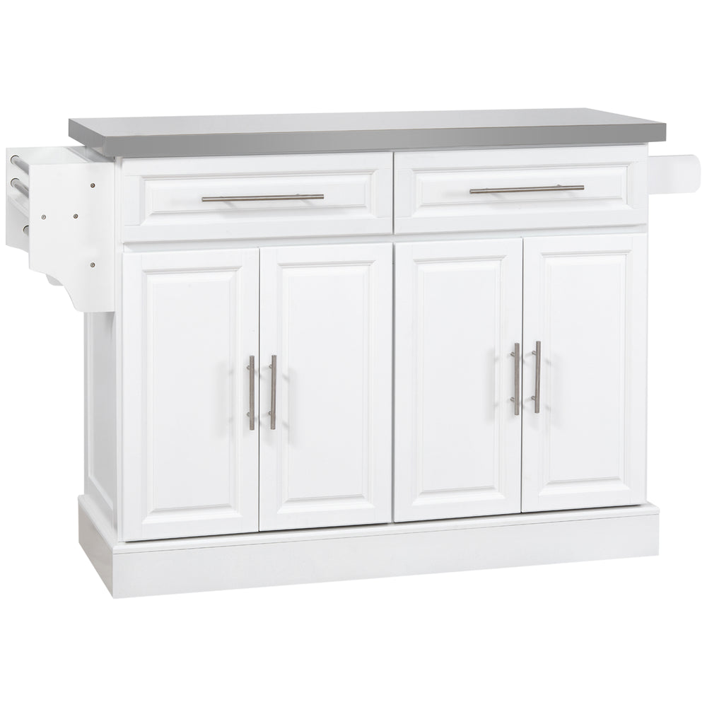 English Elm Homcom Versatile Rolling Kitchen Island Cart With Stainless Steel Top, Storage Drawers & Spice Rack W2225S00041