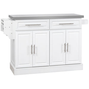 English Elm Homcom Versatile Rolling Kitchen Island Cart With Stainless Steel Top, Storage Drawers & Spice Rack W2225S00041