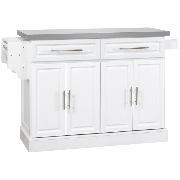 English Elm Homcom Versatile Rolling Kitchen Island Cart With Stainless Steel Top, Storage Drawers & Spice Rack W2225S00041