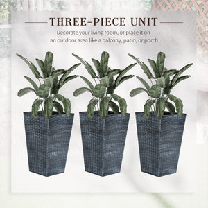 English Elm Outsunny Set Of 3 Stylish Tall Planters - Uv-Resistant, Self-Draining Flower Pots For Indoor & Outdoor W2225P174482-GIGA