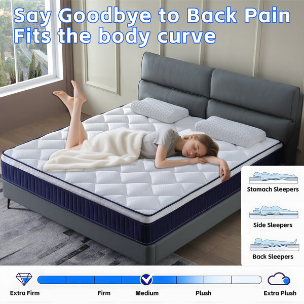 English Elm Cool Gel Memory Foam Pocket Spring Hybrid Mattress Medium Firm Sleep Support W3203P293169