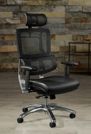 OSP Home Furnishings Vertical Mesh Back Ergonomic Office Chair with Headrest and Adjustable Lumbar Support 99662CHRB-30