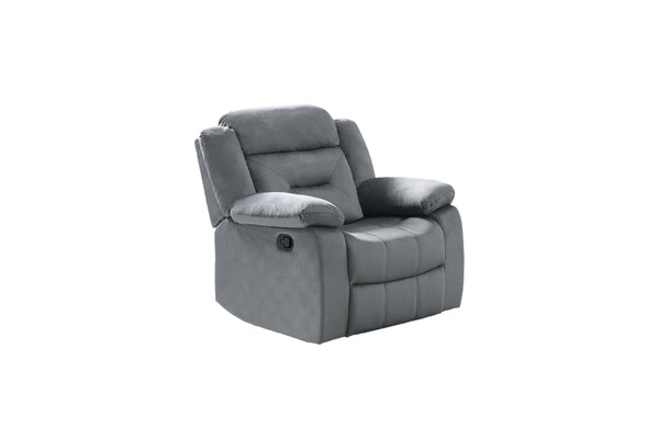 English Elm Single Velvet Manual Recliner with Channel Tufting for Cozy Living Room Lounging B089P240505