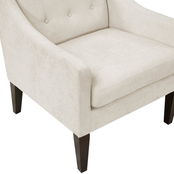 English Elm Contemporary Button-Tufted Accent Chair with Plush Fabric, Curved Arms and Solid Wood Legs for Living Beige 26.5 L x 28.5 W x 22.5 H B011P281833