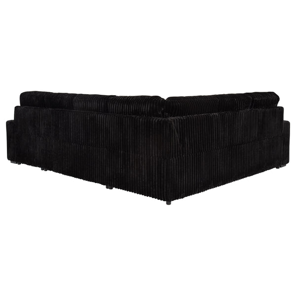 English Elm Thurston Corduroy Sectional Sofa with Hidden Chaise Storage and Pop-up Sleeper Black B062S01484
