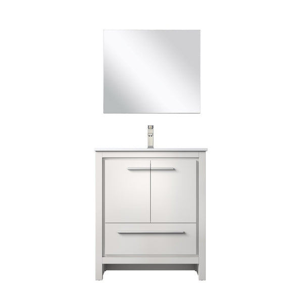 English Elm White Bath Vanity Set With Cultured Marble Top, Brushed Nickel Faucet & 28" Mirror For Instant Upgrade B2731S02060-GIGA