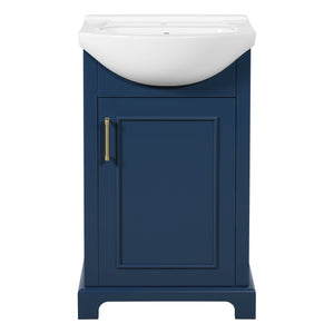 English Elm 20-inch French Style Freestanding Vanity Carved Wood Cabinet Soft Close Ceramic Basin Blue N710P330977C
