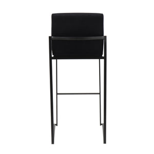 English Elm Fuji High Back Barstool Set Of 2 In Black Velvet & Steel - Modern Luxury For Your Home Bar B202P222186