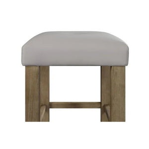 English Elm Set of 2 PU Upholstered Counter Stools in Gray Oak Finish — Comfortable PU Seats, Footrest, Durable Wood Base B016P317148