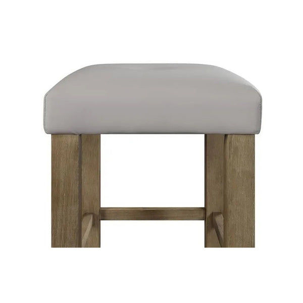 English Elm Set of 2 PU Upholstered Counter Stools in Gray Oak Finish — Comfortable PU Seats, Footrest, Durable Wood Base B016P317148