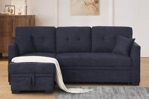 English Elm Sectional Sofa Bed - Elegant Dark Blue, Space-Saving Design, Quick Assembly, Perfect For Small Spaces B205S00062-GIGA