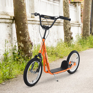 English Elm Aosom Youth Kick Scooter Steel Frame Inflatable Wheels Dual Brakes Adjustable Bar Orange W2225P217073