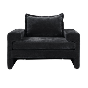 English Elm Christopher Knight Home® - Chenille Oversized Armchair with Thick Cushion and Wide Armrests, Ergonomic Back for Cozy Living Spaces Black N763P314419B