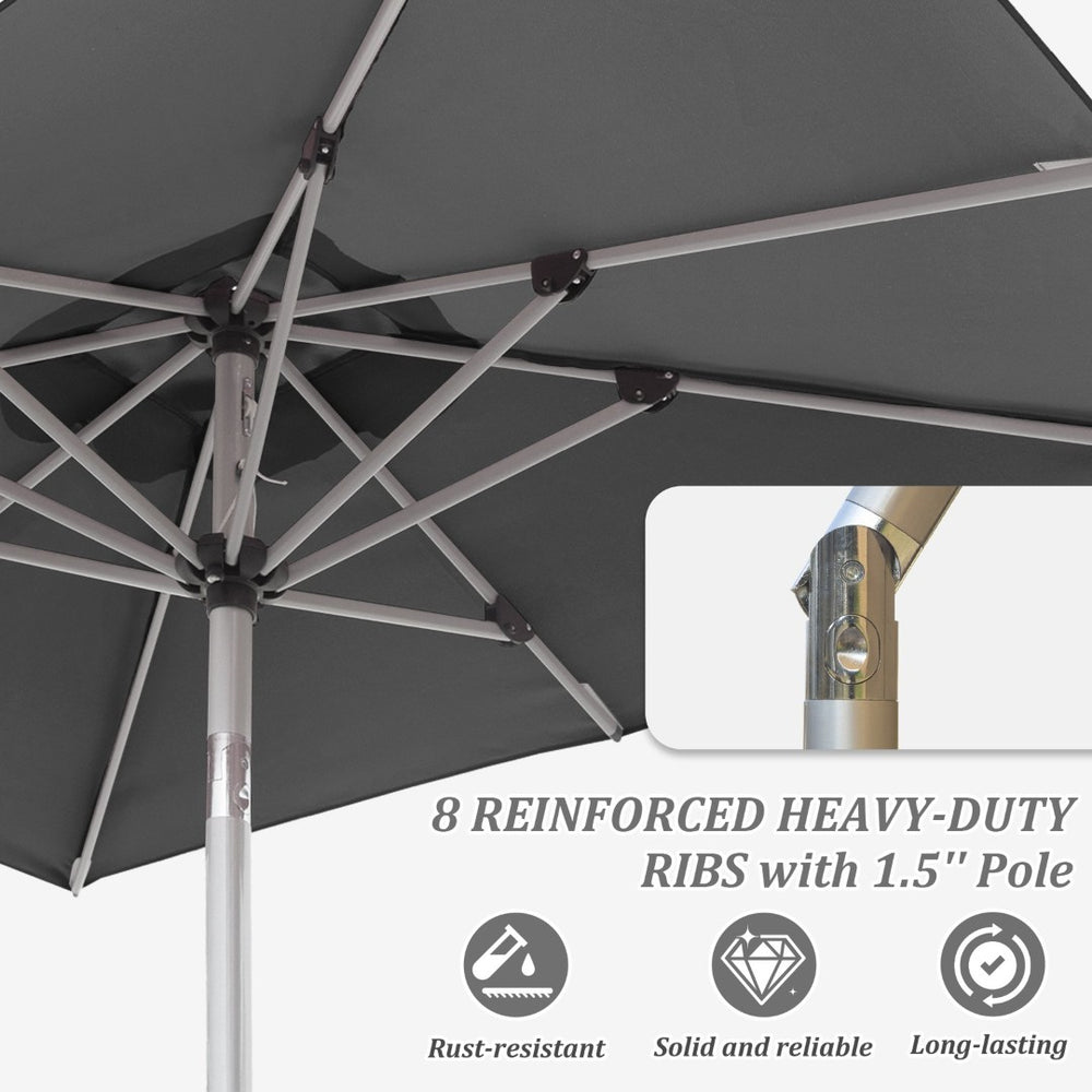 English Elm Rectangle Patio Umbrella With Crank Lift And Tilt Function, Uv-Protective Grey For Ultimate Shade W1859P320959-GIGA