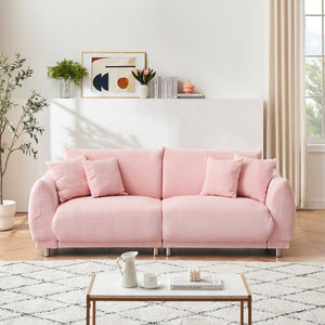 English Elm 86.6 Inch Plush Teddy Fleece Three Seat Sofa with Pillows for Cozy Apartment Living W1658P329064