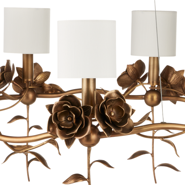 Rosabel Chandelier - Whimsical Antique Brass Blooming Design for Elegant Indoor Spaces, 12"x35"
