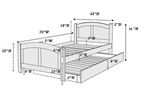English Elm Twin Twin Bed With Trundle Dark Cherry Finish Youth Storage Drawers Modern Headboard Design Durable Pine Veneer Cherry 7 L x 11 W x 82 H HS00F9217-ID-AHD-BED
