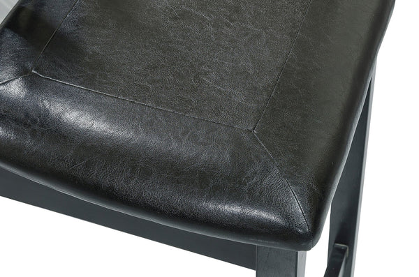 English Elm Black 5pc Counter Height Dining Set with Double Display Shelves, X-Back Faux Leather Chairs, Compact Stylish B011P194586