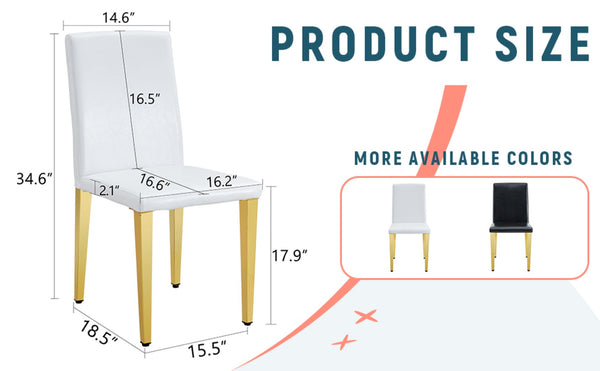 English Elm Set Of 4 Elegant White Pu Leather Chairs With Gold Legs – Chic, Durable, And Perfect For Modern Spaces! W3226P279073-GIGA