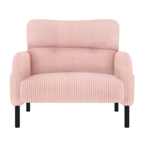 English Elm UNITED Corduroy Accent Chair with Ergonomic Curve, High-Density Foam Seat & Dual Side Pockets for Cozy Living Spaces Pink W1568P307258