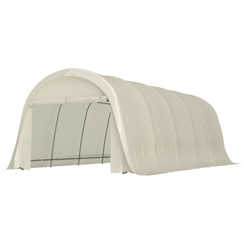 English Elm Portable Steel Frame Carport Canopy Upf50 Pe Cover Full Enclosure Vehicle Shelter Beige T3971S00117