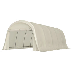 English Elm Portable Steel Frame Carport Canopy Upf50 Pe Cover Full Enclosure Vehicle Shelter Beige T3971S00117
