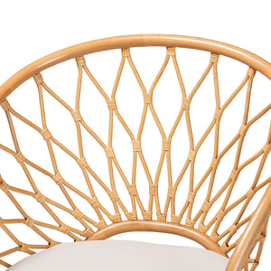 English Elm Bohemian Natural Rattan Accent Chair with Openwork Frame and Sculptural Curved Back B2750P420409