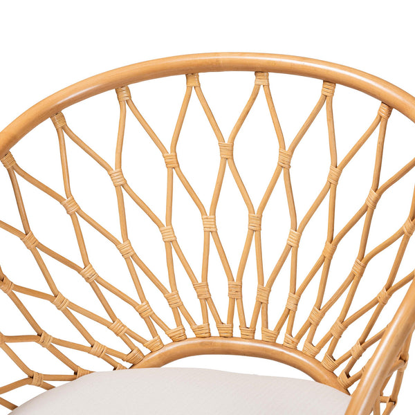 English Elm Bohemian Natural Rattan Accent Chair with Openwork Frame and Sculptural Curved Back B2750P420409