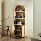 Chantelle Modern Arched Bookcase with Statement Wood Cabinet Pulls Coastal Oak WECHA41OS2CO0 Walker Edison