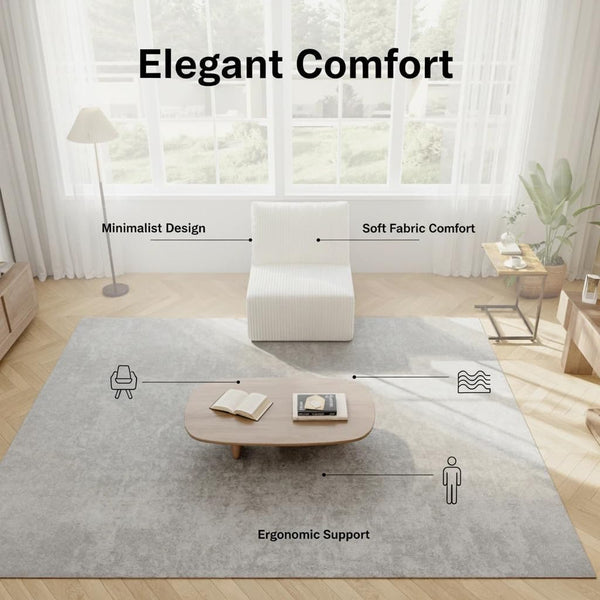 English Elm Single Corduroy Modular Seat Unit Cloud Cushion Comfort for Living Room Sectionals Beige W2656P312091