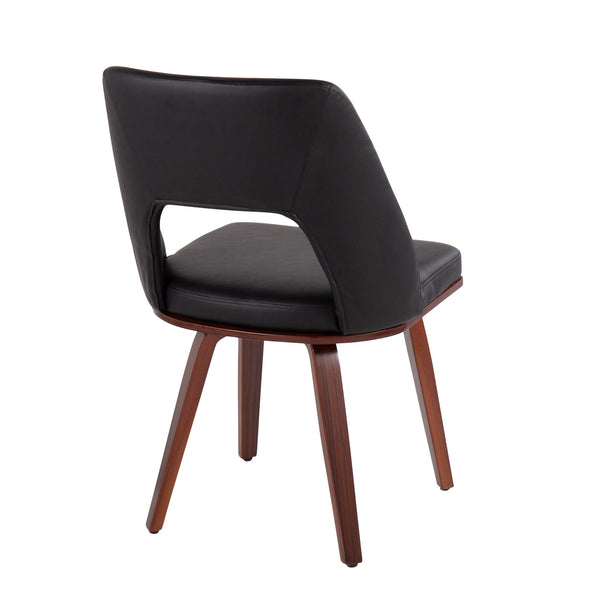 English Elm Mid-century Modern Faux Leather Dining Chairs with Walnut Frame Set of 2 B202P223663