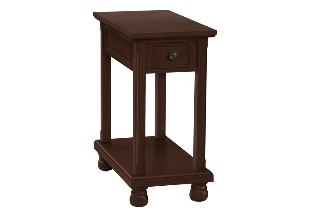 English Elm Accent Table Narrow Nightstand with Drawer and Shelf, Traditional Dark Brown Veneer, Space-Saving End Table 24.25"H Espresso 25 L x 15 W x 9 H B2710P219476