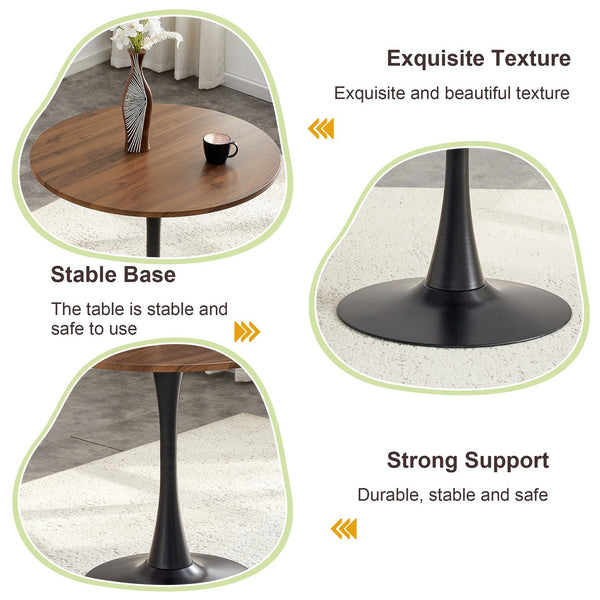 English Elm Round Faux Marble Tulip Pedestal Dining Table Mid Century Modern for Small Bistro Spaces Black,Walnut W2920P400946