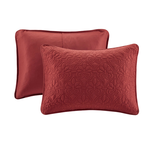 English Elm Reversible Madison Park Quebec King Bedspread Set with Quilted Texture, Oversized Drape and Antimicrobial Freshness Protection Red 17.72 L x 15.35 W x 7.87 H B03597457