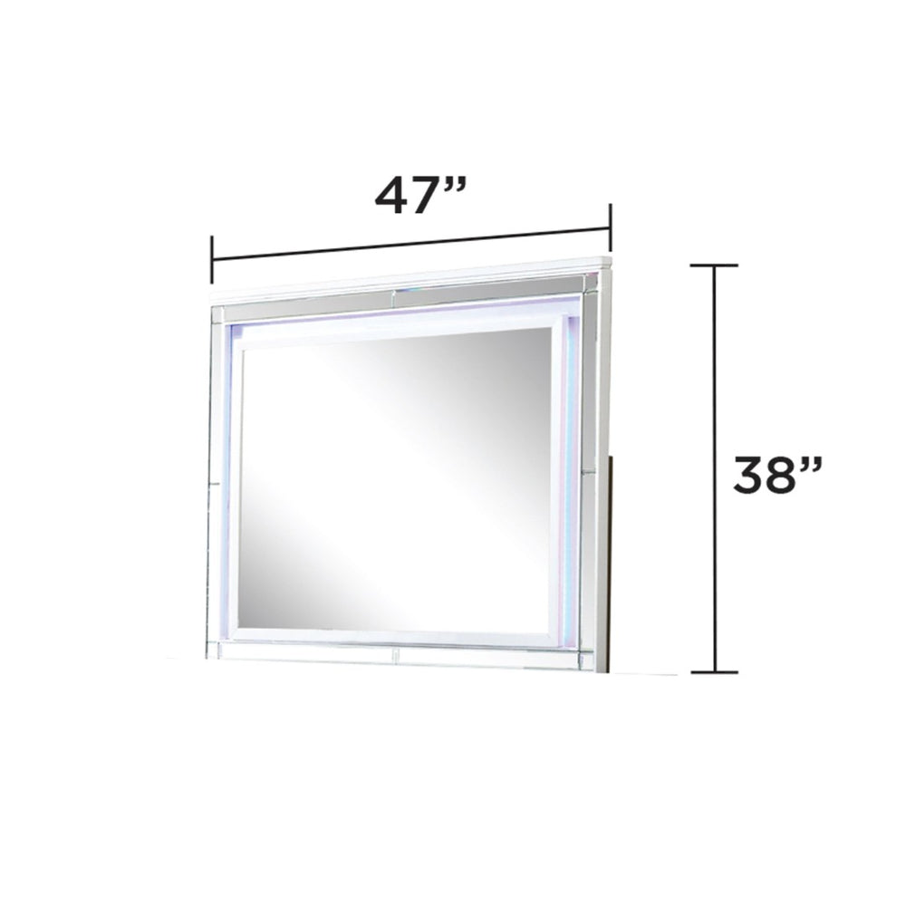 English Elm Sterling Led Mirror In Elegant White Wood Frame - Perfect For Bathrooms, Bedrooms & Dressing Areas G150108474-GIGA