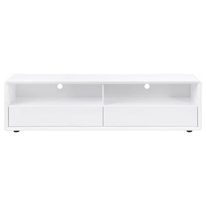 English Elm Cordova Glossy White Low Profile Tv Stand with Dual Drawers for Modern Living Rooms B062P441136