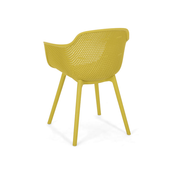 English Elm Christopher Knight Home® - LOTUS modern outdoor dining chair with weather-resistant polypropylene, perforated diamond pattern comfort and stability Yellow 23.5 L x 23.5 W x 22.5 H 69068.00YLW