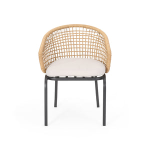 English Elm Christopher Knight Home® - ARIAS Light Brown PE Rattan Club Chair Set of 2 – Boho Curved Back, Water‑Resistant Cushions, Iron Frame 65763.00PELBRN