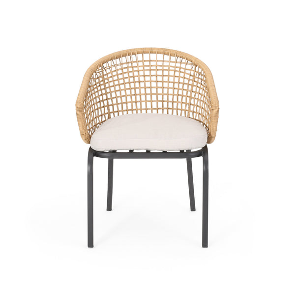 English Elm Christopher Knight Home® - ARIAS Light Brown PE Rattan Club Chair Set of 2 – Boho Curved Back, Water‑Resistant Cushions, Iron Frame 65763.00PELBRN