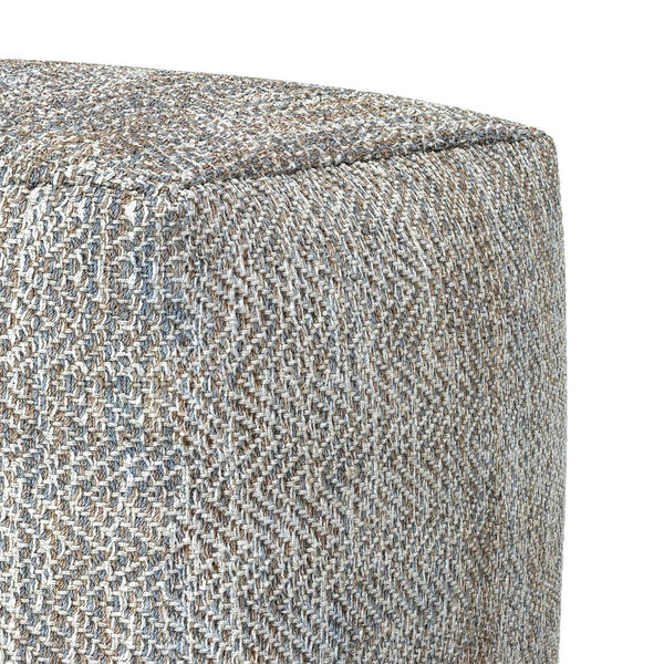 English Elm Nate Handwoven Cotton Square Pouf Artisan Footrest for Bohemian Living Rooms Gray B136P427595