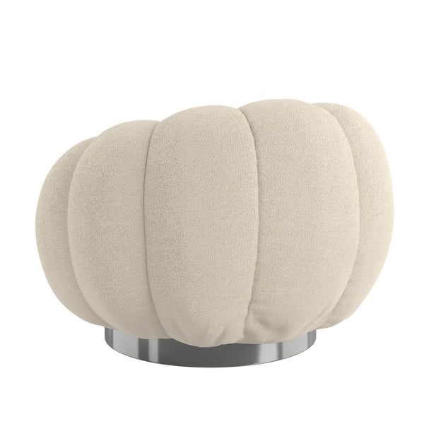 English Elm Wallace & Bay - White Pumpkin Swivel Accent Chair Cream Bouclé Fabric, Modern Curved Design, Easy-Care, Plush 37" Depth Lounge B361P384410